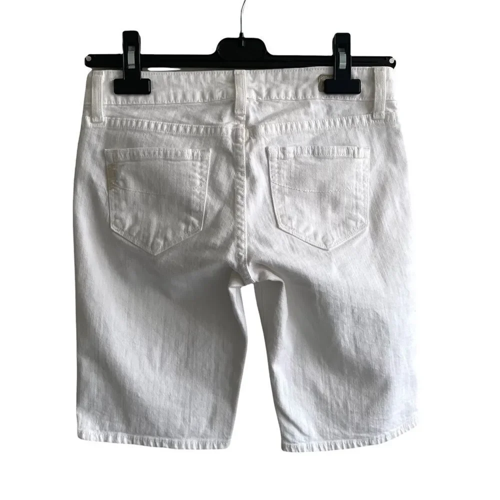 PAIGE DENIM Optic White Y2K Jax Knee Shorts Bermuda Denim Jean Shorts 24
